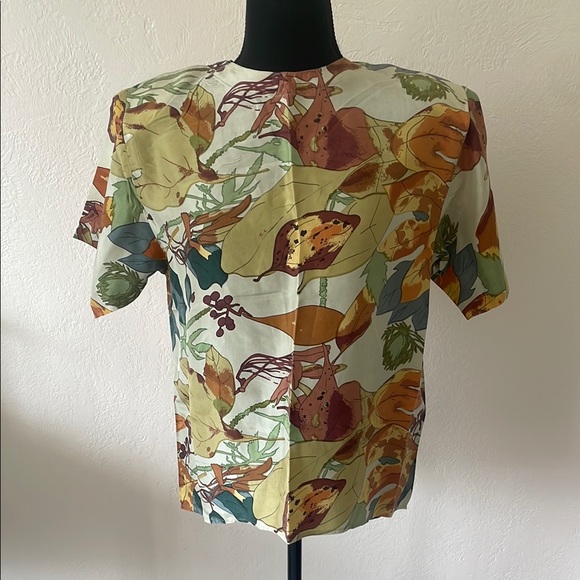 VINTAGE SILK OSCAR DE LA RENTA TOP SIZE MEDIUM - Picture 1 of 3